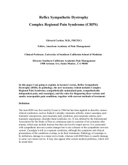 Reflex Sympathetic Dystrophy Complex Regional Pain Syndrome (CRPS)