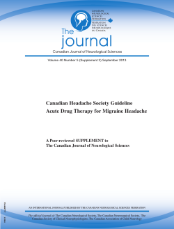 journal The Canadian Headache Society Guideline Acute Drug Therapy for Migraine Headache
