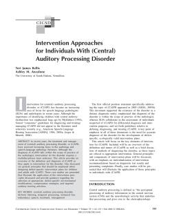 I Intervention Approaches for Individuals With (Central) Auditory Processing Disorder