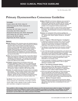 Primary Dysmenorrhea Consensus Guideline SOGC CLINICAL PRACTICE GUIDELINE