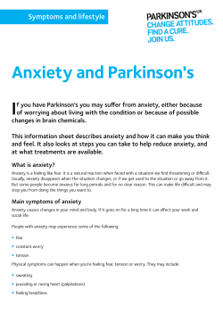 I Anxiety and Parkinson's Symptoms and lifestyle