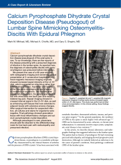 Calcium Pyrophosphate Dihydrate Crystal   Deposition Disease (Pseudogout) of   Lumbar Spine Mimicking Osteomyelitis-