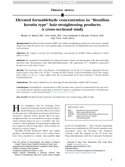 Elevated formaldehyde concentration in ‘‘Brazilian keratin type’’ hair-straightening products: A cross-sectional study