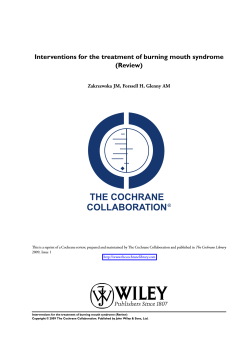 Interventions for the treatment of burning mouth syndrome (Review) The Cochrane Library