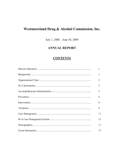Westmoreland Drug &amp; Alcohol Commission, Inc. ANNUAL REPORT CONTENTS