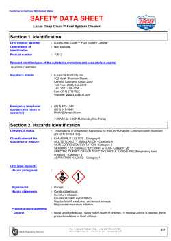 SAFETY DATA SHEET Section 1. Identification Lucas Deep Clean™ Fuel System Cleaner