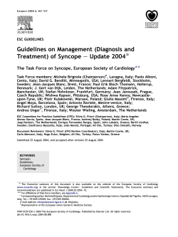Guidelines on Management (Diagnosis and Treatment) of Syncope e Update 2004 *