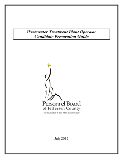 Wastewater Treatment Plant Operator Candidate Preparation Guide  July 2012