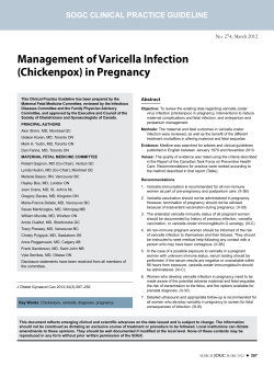 Management of Varicella Infection (Chickenpox) in Pregnancy SOGC ClINICAl PRACTICE GuIDElINE