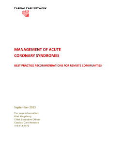 MANAGEMENT OF ACUTE CORONARY SYNDROMES BEST PRACTICE RECOMMENDATIONS FOR REMOTE COMMUNITIES