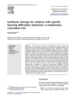 Sunflower therapy for children with specific learning difficulties (dyslexia): A randomised,
