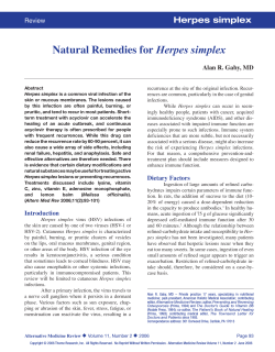 Herpes simplex  Review Alan R. Gaby, MD