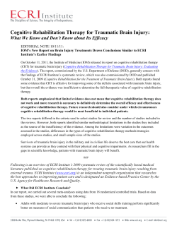 Cognitive Rehabilitation Therapy for Traumatic Brain Injury: