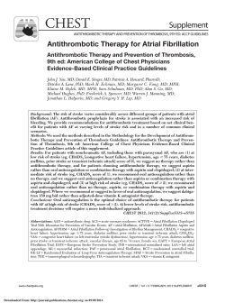 CHEST Supplement Antithrombotic Therapy for Atrial Fibrillation