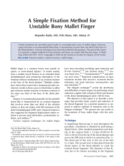 A Simple Fixation Method for Unstable Bony Mallet Finger , Miami, FL