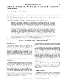 Medicinal Chemistry of Fetal Hemoglobin Inducers for Treatment of -Thalassemia Roberto Gambari