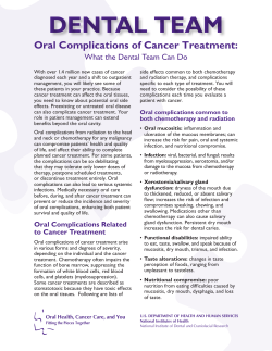 DeNTal TeaM Oral Complications of Cancer Treatment: