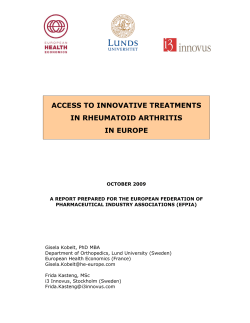 ACCESS TO INNOVATIVE TREATMENTS IN RHEUMATOID ARTHRITIS IN EUROPE