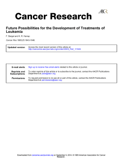 Future Possibilities for the Development of Treatments of Leukemia  Updated version