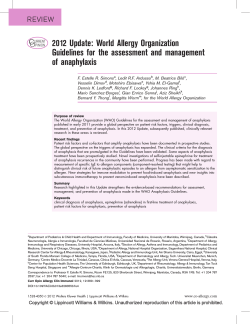 2012 Update: World Allergy Organization Guidelines for the assessment and management