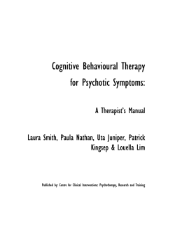 Cognitive Behavioural Therapy for Psychotic Symptoms: A Therapist’s Manual