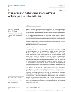 intra-articular hyaluronans: the treatment of knee pain in osteoarthritis Dove