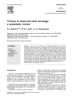 Trismus in head and neck oncology: a systematic review P.U. Dijkstra