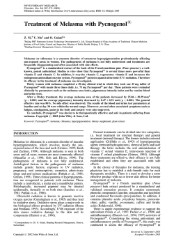 Treatment of Melasma with Pycnogenol 1 Z. Ni, Y. Mu
