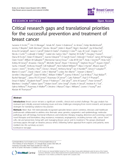 Critical research gaps and translational priorities breast cancer