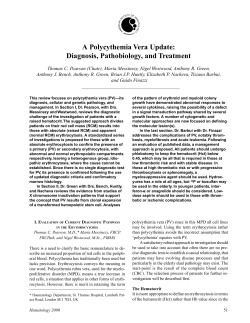 A Polycythemia Vera Update: Diagnosis, Pathobiology, and Treatment