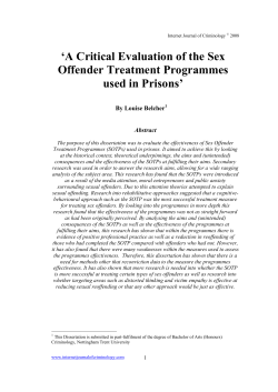 A Critical Evaluation of the Sex Offender Treatment Programmes used in Prisons