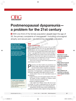 Postmenopausal dyspareunia— a problem for the 21st century
