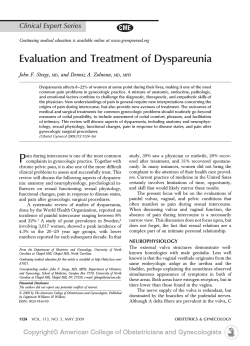 Evaluation and Treatment of Dyspareunia Clinical Expert Series John F. Steege,
