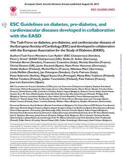 ESC Guidelines on diabetes, pre-diabetes, and cardiovascular diseases developed in collaboration