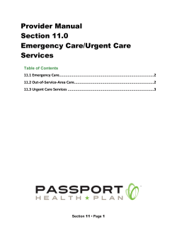 Provider Manual Section 11.0 Emergency Care/Urgent Care Services