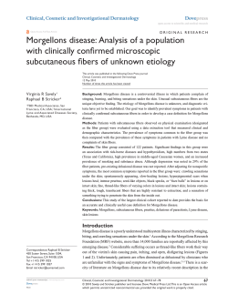 Morgellons disease:  Analysis of a population with clinically confirmed microscopic