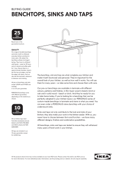 BENCHTOPS, SINKS AND TAPS 25 BUYING GUIDE