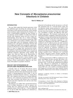 New Concepts of Mycoplasma pneumoniae Infections in Children Ken B. Waites, *
