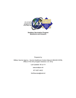 Smallpox Vaccination Program Questions and Answers Prepared by