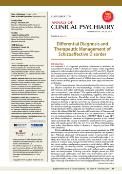 Differential Diagnosis and Therapeutic Management of Schizoaffective Disorder Introduction