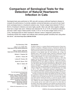 Comparison of Serological Tests for the Detection of Natural Heartworm