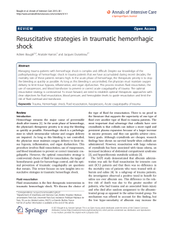 Resuscitative strategies in traumatic hemorrhagic shock REVI E W Open Access