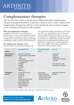 ARTHRITIS Complementary therapies