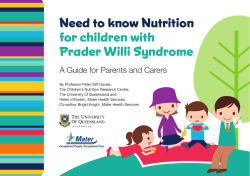 Need to know Nutrition for children with Prader Willi Syndrome