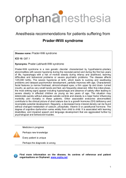 a orphan nesthesia Anesthesia recommendations for patients suffering from