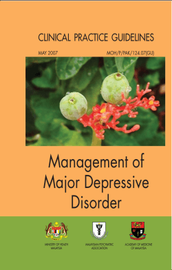 Management of Major Depressive Disorder CLINICAL PRACTICE GUIDELINES