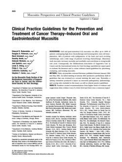 Clinical Practice Guidelines for the Prevention and Gastrointestinal Mucositis