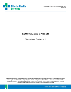 ESOPHAGEAL CANCER Effective Date: October, 2013