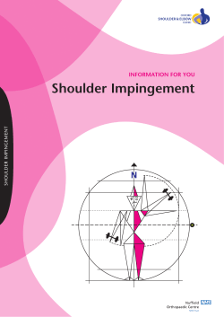 Shoulder Impingement INFORMATION FOR YOU SHOULDER IMPINGEMENT SHOULDER &amp; ELBOW