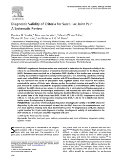 Diagnostic Validity of Criteria for Sacroiliac Joint Pain: A Systematic Review zadek,